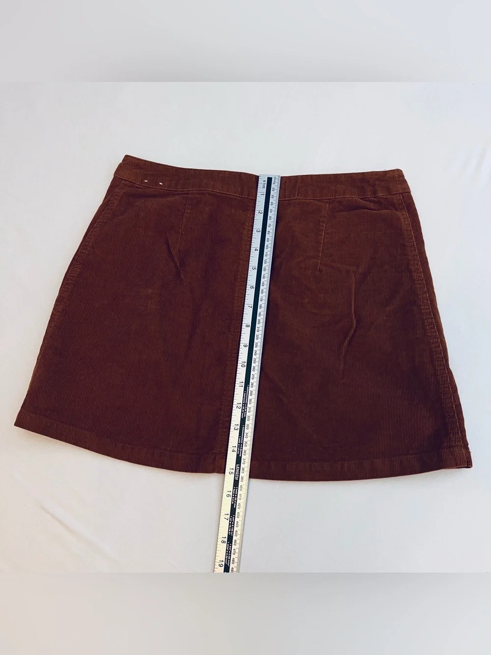 Abercrombie & Fitch Rust Brown Corduroy Mini Skirt with Silver Zipper Detail